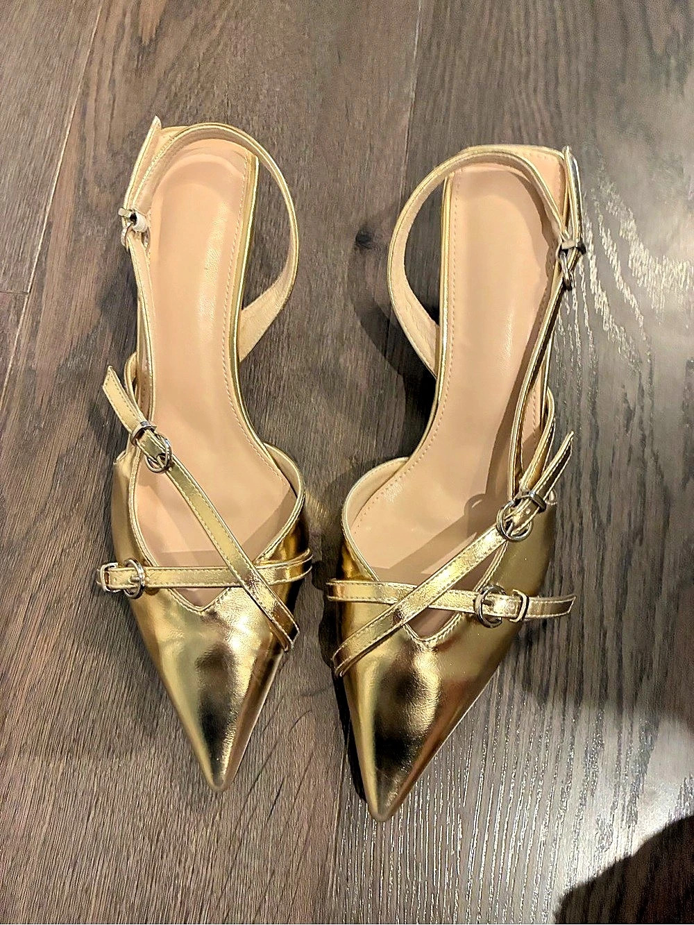 SHEIN Metallic Gold Pointed-Toe Heels size 9 41